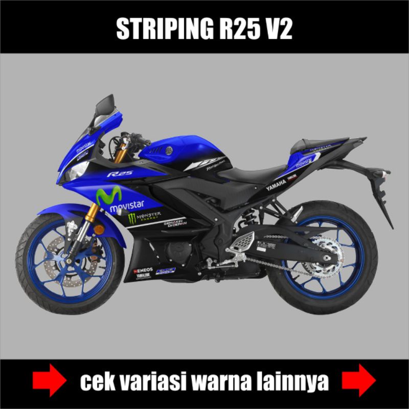 STRIPING YAMAHA YZF R25 V2 EDISI MOVISTAR / STIKER SEMI FULL / LIS BODY VARIASI R25 V2 / STOCK DECAL