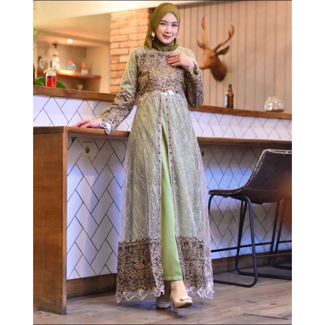 Gamis Maduri Tulle Bordir Krancang Full Original Butik