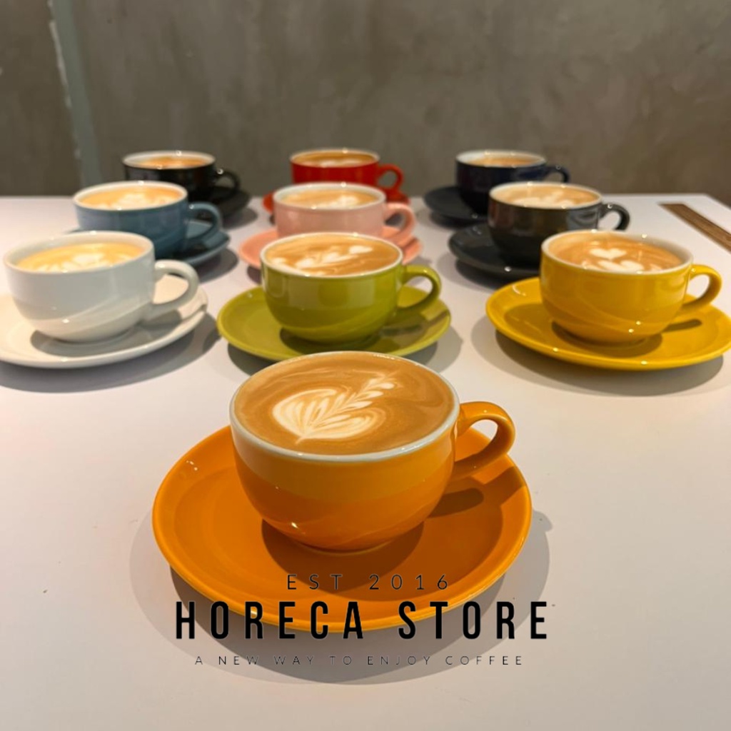 Jual Cangkir Kopi Keramik dengan Tatakan / Gelas Latte Cappuccinno