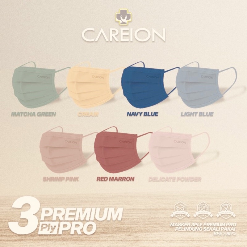 Masker 3ply Earloop Premium Careion Isi 50 Pcs