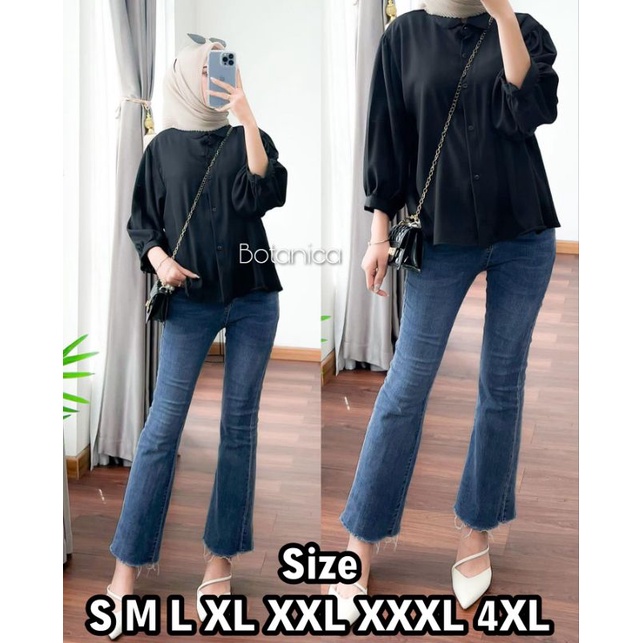 Premium Series BOTANICA Blouse Wanita Big Size Ukuran S M L XL XXL XXXL XXXXL 4XL 2XL 3XL 5XL 2L 3L 4L 5L Kemeja Basic Jumbo Atasan Big Size Oversize Baju Kerja Kantor Korea Blouse Jumbo Wanita