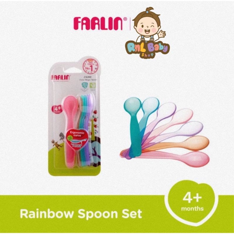 Farlin Baby Rainbow Spoon Set - Set Sendok Makan Bayi Usia 4+ Bulan