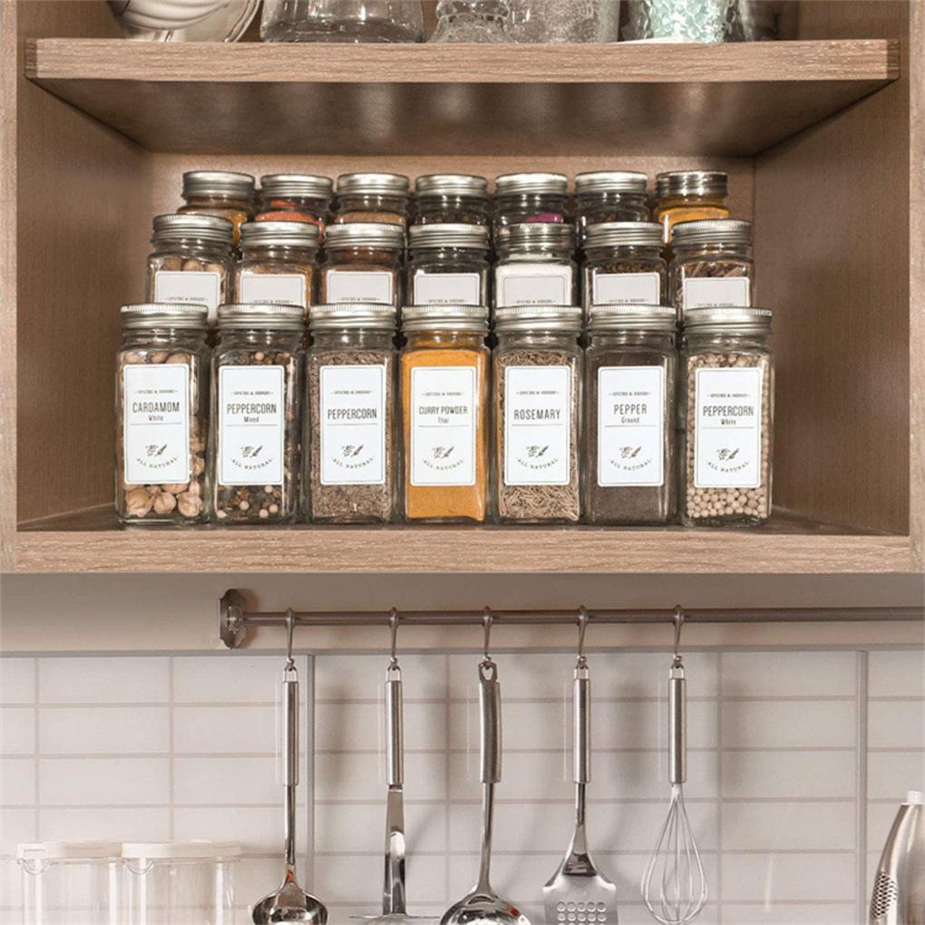 Toples Bumbu Anti Debu Wadah Kaca Persegi Dispenser Bumbu Lemari Botol Dengan Penutup Lid Rumah Dapur Restoran