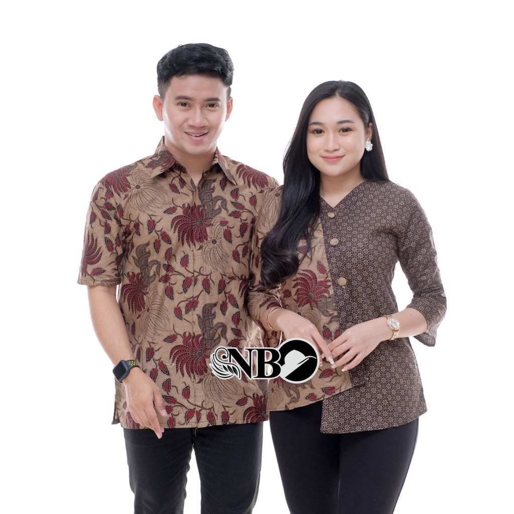 Batik Couple Modern Atasan Blouse Batik Kerja Kantor Wanita Seragam Batik Wanita dan Pria M L XL XXL