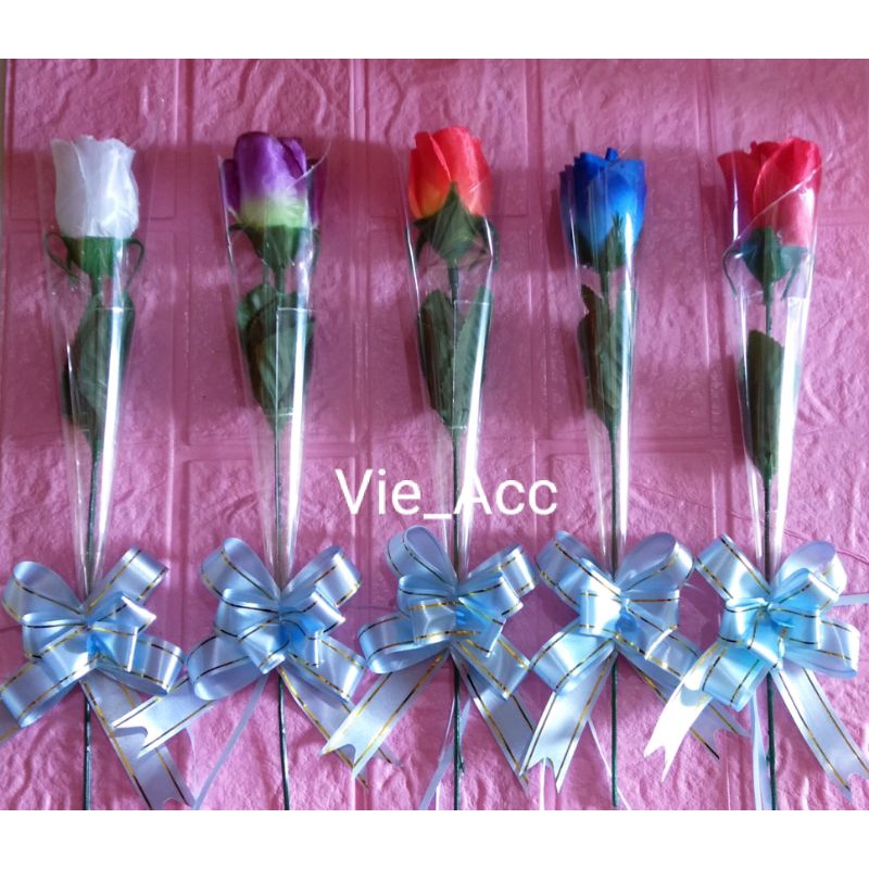 Bunga Mawar Setangkai // Bunga Mawar Palsu Satuan // Bunga Mawar Kuncup// Buket Mawar Setangkai Mura