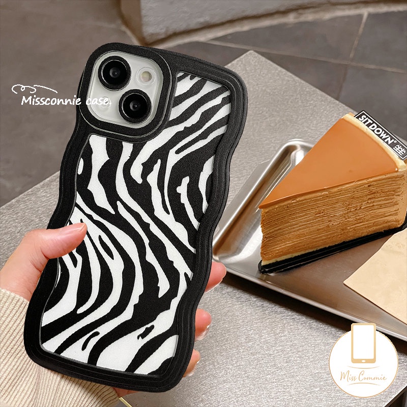 Couple Case Redmi 12C 9 9T 9C 9A 10A A1+10 10C 9C NFC Redmi Note10 9 Note 8 Note 11 Pro+10s 11s Note 10 Pro Max Plus INS Fashion Motif Leopard Zebra Bergelombang Penutup Tepi