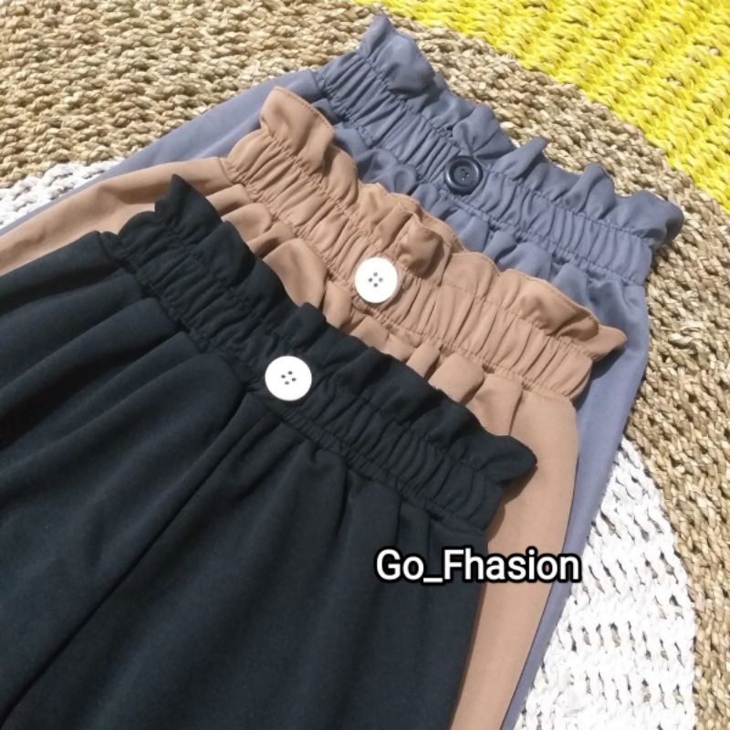 Ter hits Celana kulot kancing Depan High waist /Celana panjang Wanita kekinian /Celana kulot kerut s