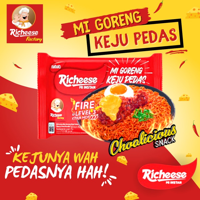 

PROMO RICHEESE Mie Instan Mie Goreng Keju Pedas Level 3 @74 gram - Goreng Lv. 3