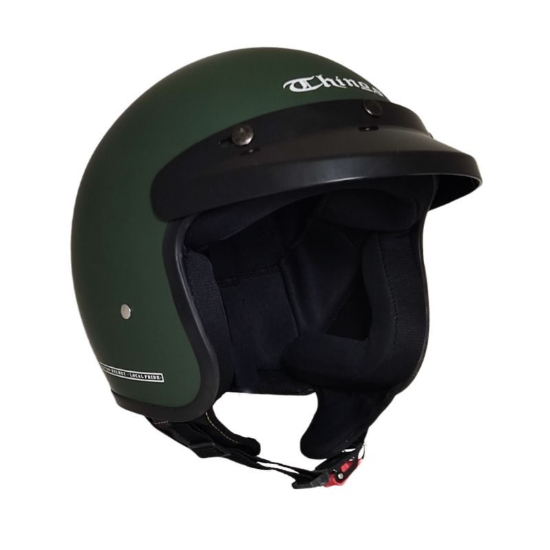 Helm Bogo Retro Dewasa Polos PET Full Leher SNI Bisa Untuk Cewek Cowok Kekinian-TNS Army DOFF