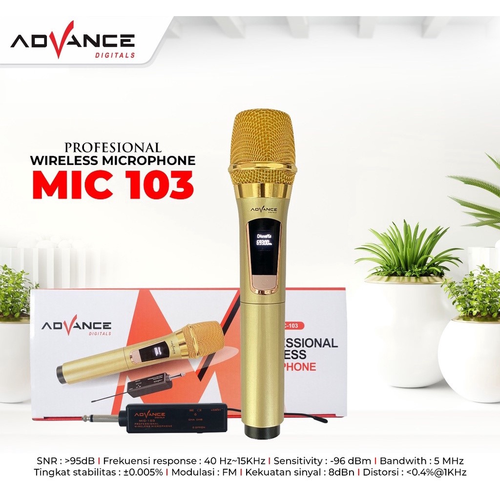 [ MIC 103 ] Mic Wireless Advance Mic 103 -  Isi 1 mic / Mic Karaoke Advance Tanpa Kabel / MIC ADVANCE GOLD