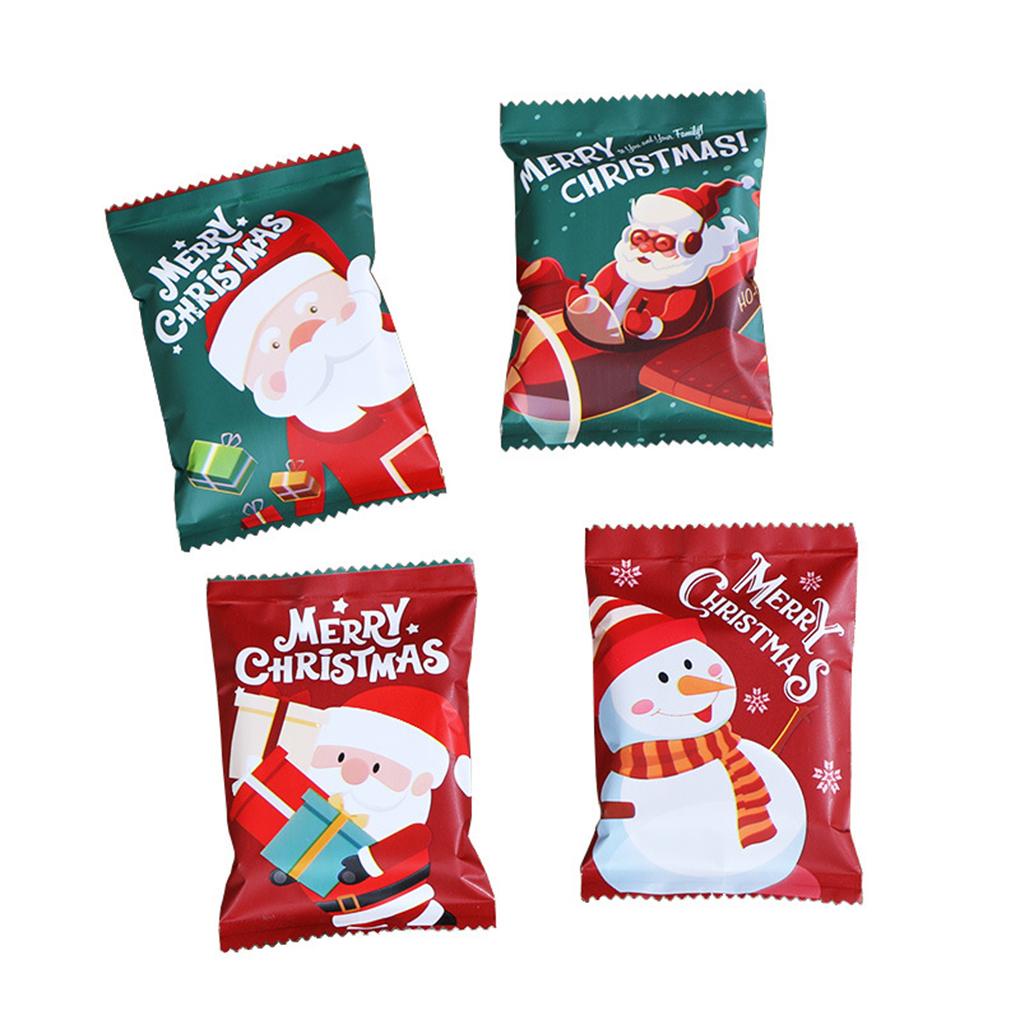 100pcs Kantong Permen / Snack Bahan Aluminum Film Tema Natal 2020