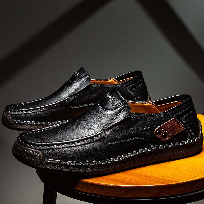 PREMIUM Klasik Import Kulit Asli Sepatu Pantofel Pria Formal Kerja Kantor Casual Loafer Cowok Lentur Ringan Handmade Keren 225