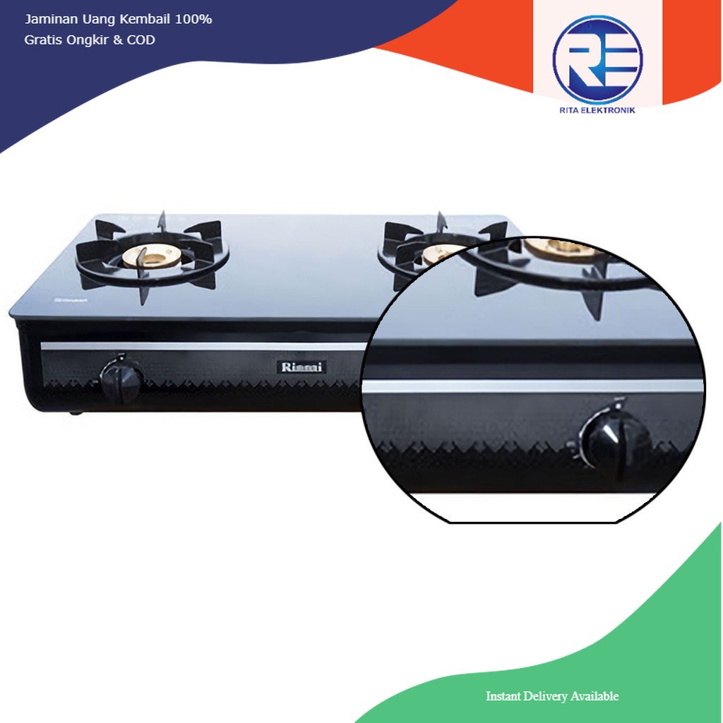 Rinnai Kompor Gas Dua Tungku RI-712GA Black schott glass Dan White Schott glass