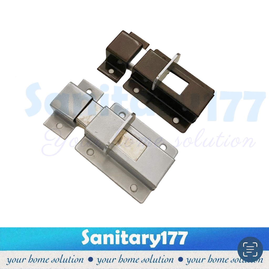 Kunci selot Pintu jendela murah brown silver soligen  S01- Grendel Window Slot square slide bolt stainless mumer