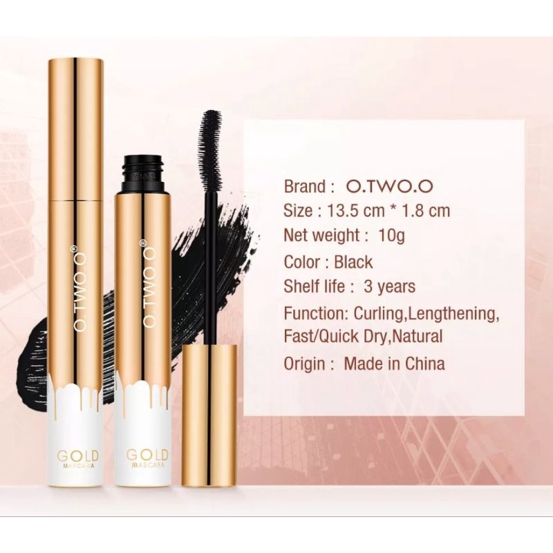 O.TWO.O GOLD MASCARA WATERPROOF LONG LASTING CURLING EYELASH COSMETICS