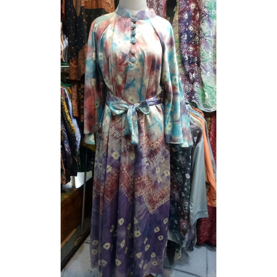 Amila Gamis Wanita Jumputan Luna Maya All Size Baju Jumputan Asli Palembang