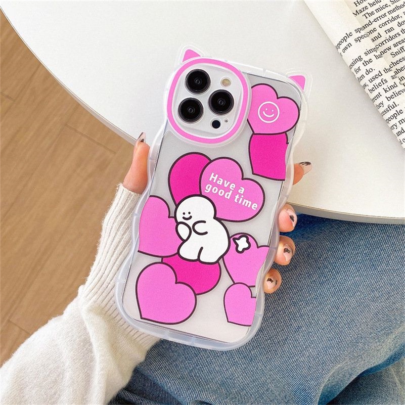 Soft Case Pelindung Lensa Glossy Bahan Silikon Anti Pecah Bentuk Hati Pink Untuk iPhone 14 13 12 11 Pro Max X Xr Xs Max 8 7 6 6s Plus SE2020