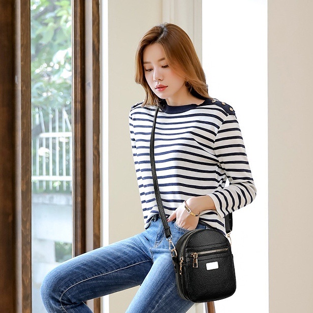 TAS SELEMPANG WANITA REMAJA SLINGBAG KULIT HITAM CLARISSA IMPORT KOREA SHOULDER TA675B5 BAG BAHU FASHION KEKINIAN PREMIUM CEWEK BRANDED MURAH BATAM SIMPLE CASUAL LUCU