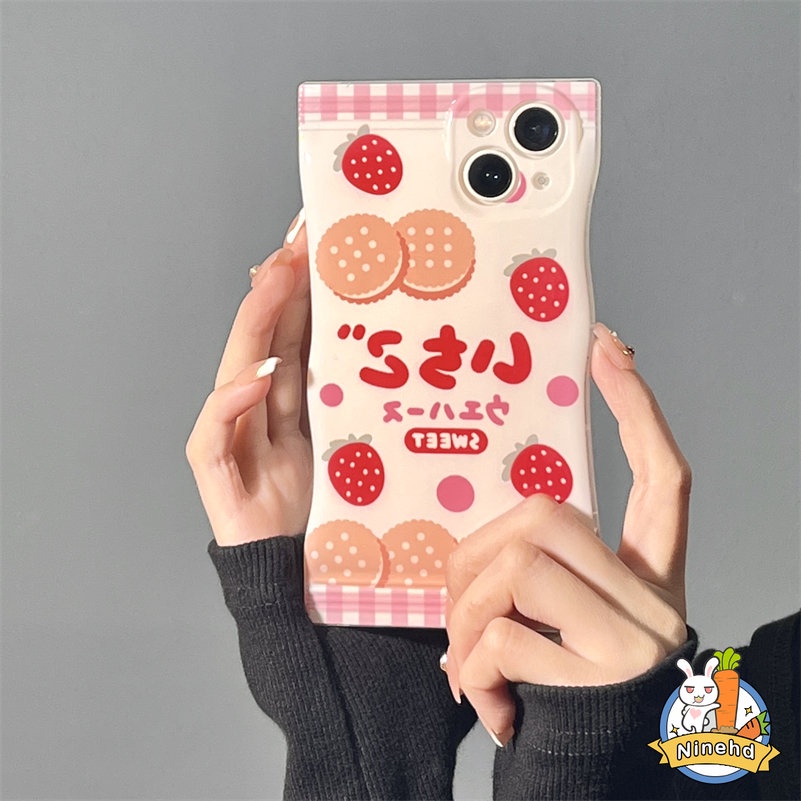 Soft Case Silikon Motif Susu Sapi Strawberry Untuk iPhone 14 13 12 11 Pro Max X Xr Xs Max 8 7 6 6s Plus