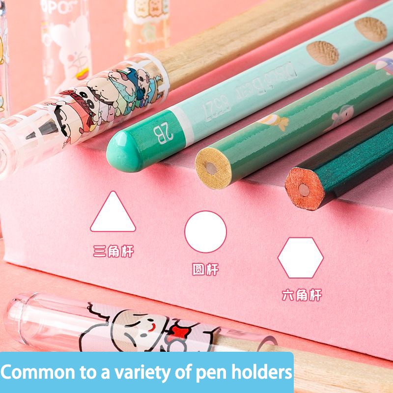 6 Buah/Bungkus Pensil Extender Pensel Kartun Universal Pensil Cap Pensil Pelindung Penutup Pensil Alat Tulis