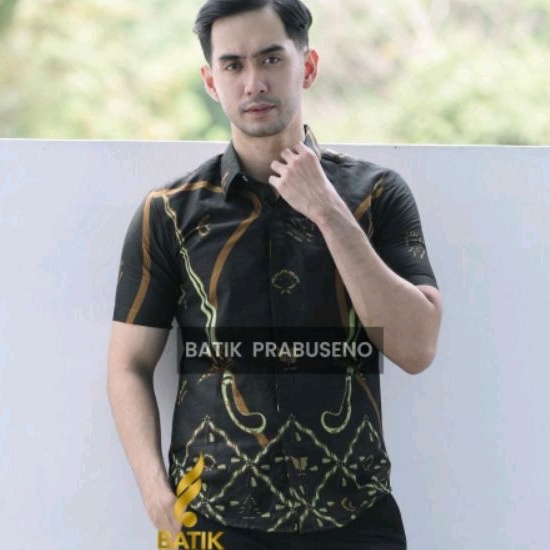 Karyakrista Lengan Pendek Slimfit Original Baju Batik Prabuseno Kemeja Pria Bahan Katun Printing Hal