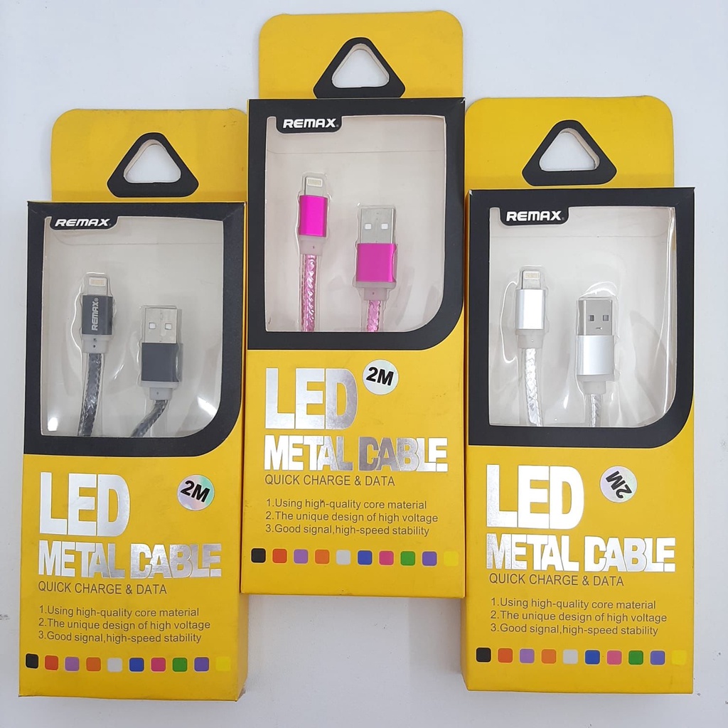 KABEL DATA REMAX LED METAL IPHONE / KABEL CHARGER IPHONE LED