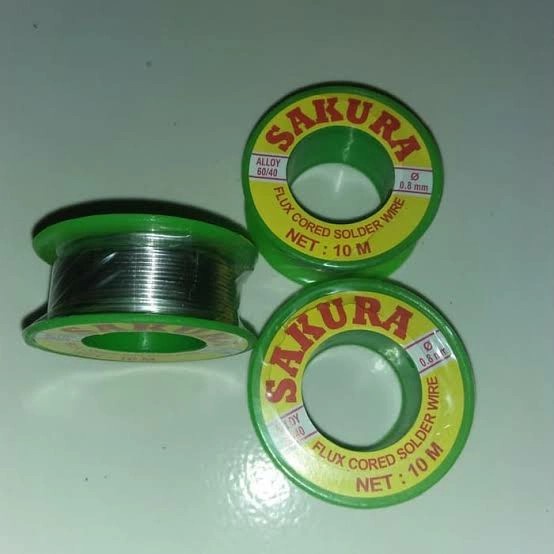 Timah Solder Sakura 10M Roll KECIL Flux Tinol tenol 0.8mm