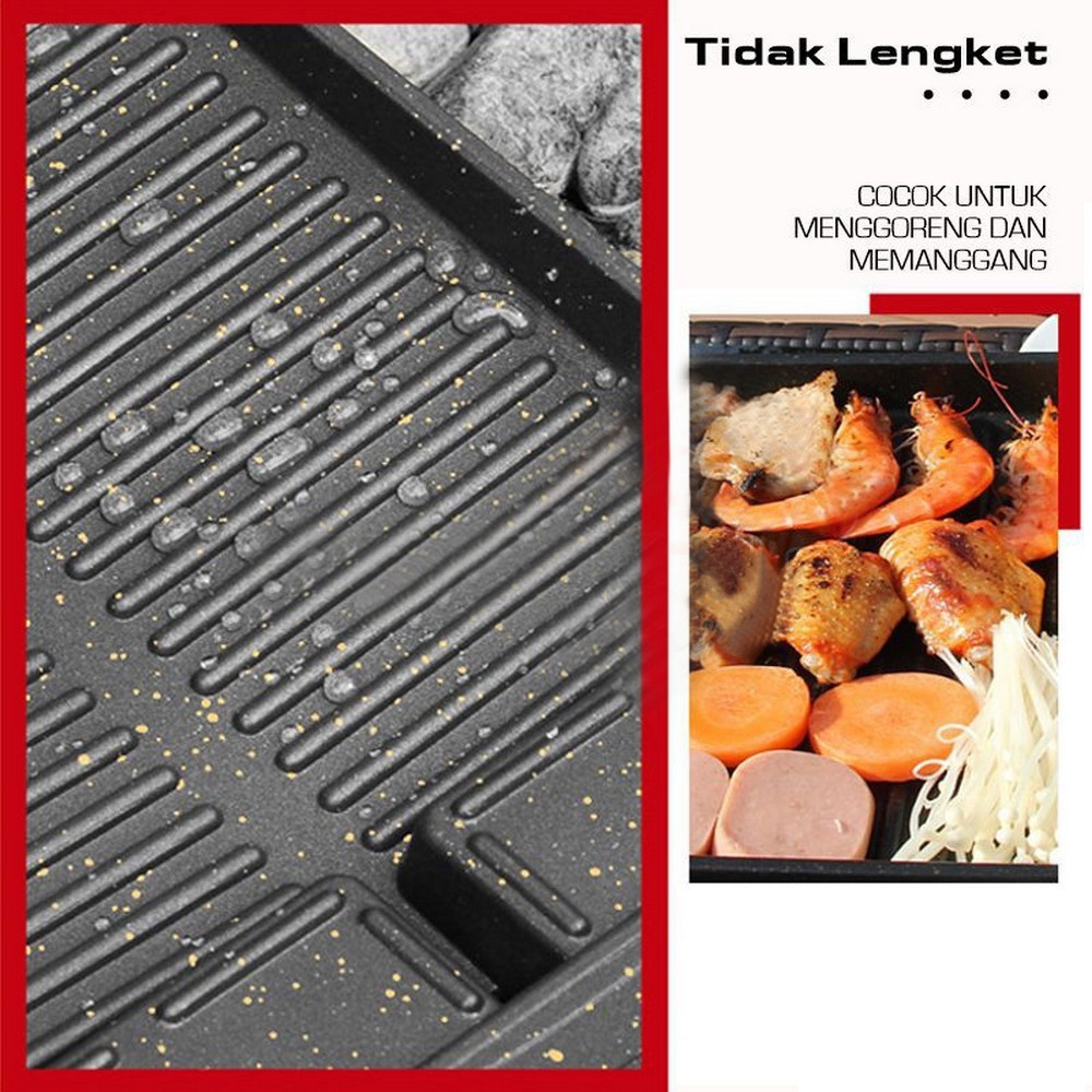 Alat Pemanggang 37cm / Grill Pan Barbeque Bulat / Alat Pemanggang Daging Ala Korea Smokeless Kompo