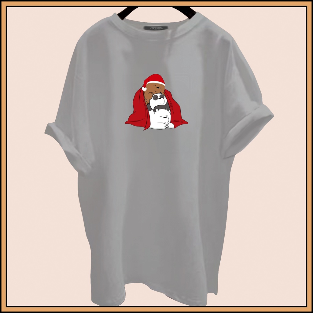 CALVIERO SHOP - BAJU KAOS ATASAN WANITA PRINT WE BEAR CHRISTMAS LOGO GALAXY PRINT