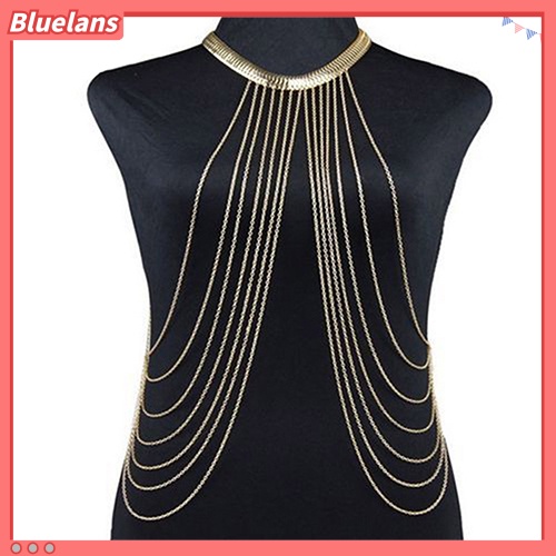 Bluelans Women Stylish Luxury Bikini Beach Golden Tassel Layered Body Chain Jewelry