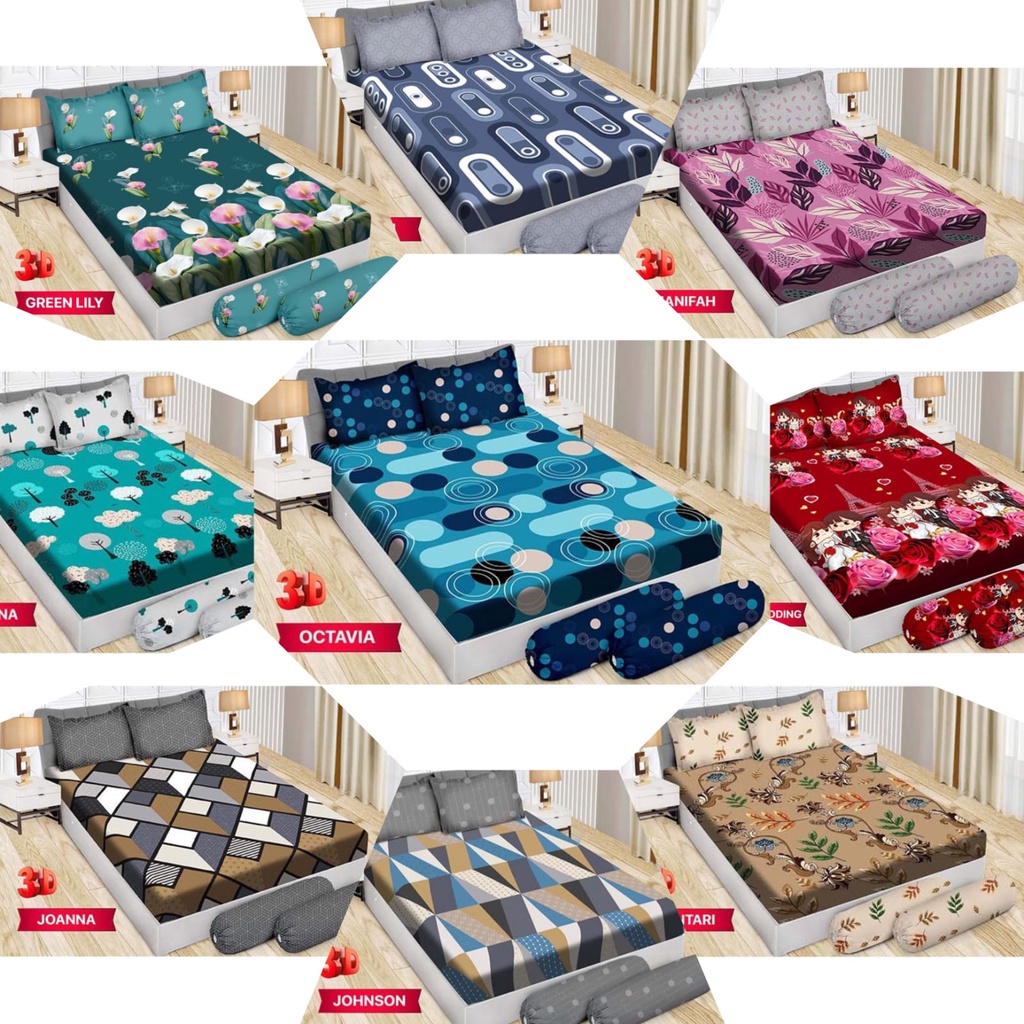 Sprei/Seprai Selip Bonita Tinggi 20cm dan 25cm B4 KING SIZE Motif Fullprint | 180x200x20 Kasur No 1 