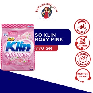 Detergen Bubuk + Pelembut So Klin Softergent Rosy Pink  770/847 gr