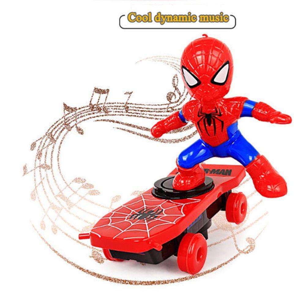 Mxbeauty Spider-man Mainan Musik Hadiah Ulang Tahun Hadiah Anak Anime Action Figure Acousto-optic Electronic Music Toys Mainan Anak Model Mainan Skuter Stunt Flip Otomatis