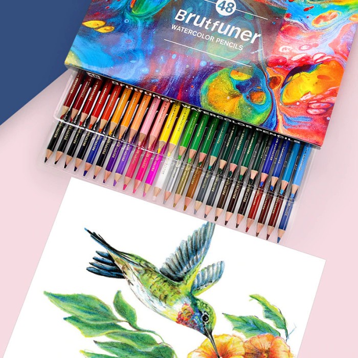 

[BISA COD] Pensil Warna Brutfuner Painting Oil Pencil Artist Color Pencils Set 48 - 48 Water Pencil