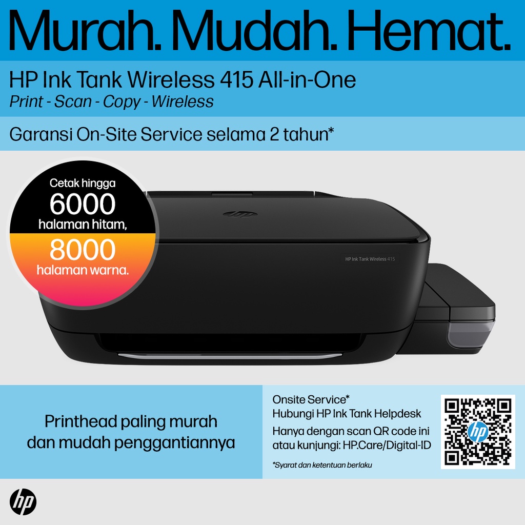 HP Printer Smart Tank Wireless 580 Print Scan Copy Wifi Colour GT53 GT52 (Pengganti Ink Tank 415) Garansi Resmi HP Indonesia