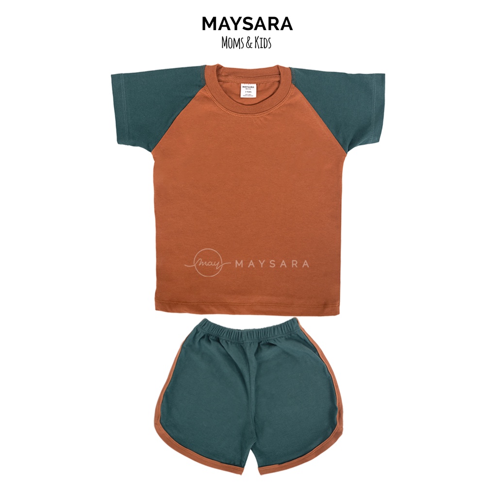 Piyama Raglan Baju Anak Two Tones Colors Kaos Earth Tone