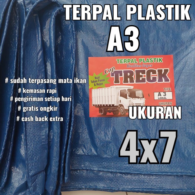 Terpal plastik A3 ukuran 4x7 meter cap TRECK