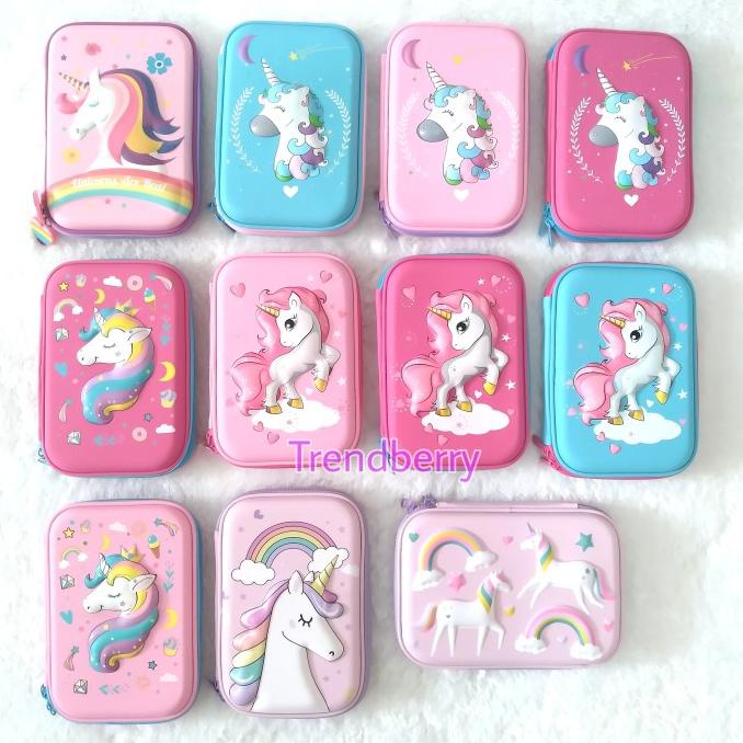 

Tempat pensil unicorn kotak pensil pensil case hardtop 3D unicorn lucu
