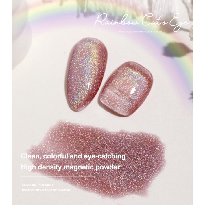 AS ABB Holographic Rainbow Cat Eye NAILS POLISH GEL KUTEK GEL 15ml Soak Off UV Gel