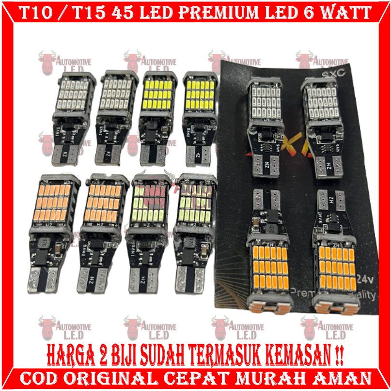 ORIGINAL LAMPU LED T10 45 LED 6 WATT PREMIUM LED CANBUS SUPER BRIGHT LAMPU SENJA MOTOR T10 LAMPU T15 LED