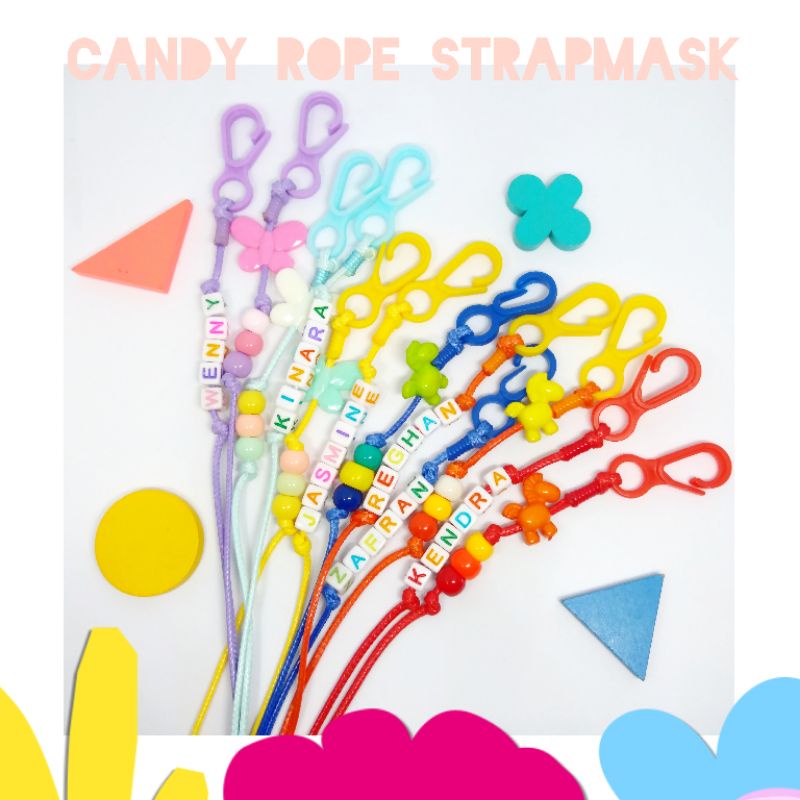 adjustable strapmask/ tali masker anak candy free inisial nama ❤️