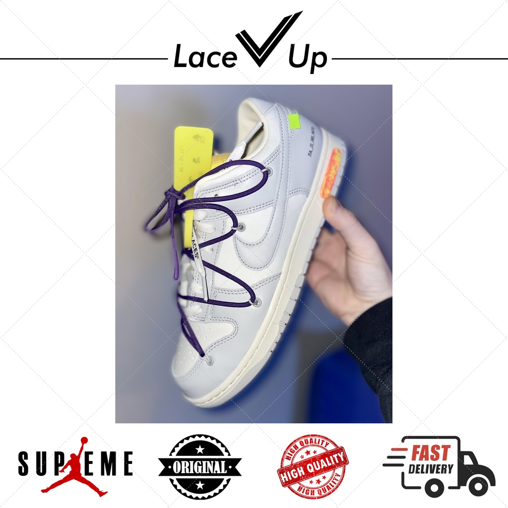 Tali Sepatu Dunk Low Off White OW Dunk Lot 50s Rubber Over Laces