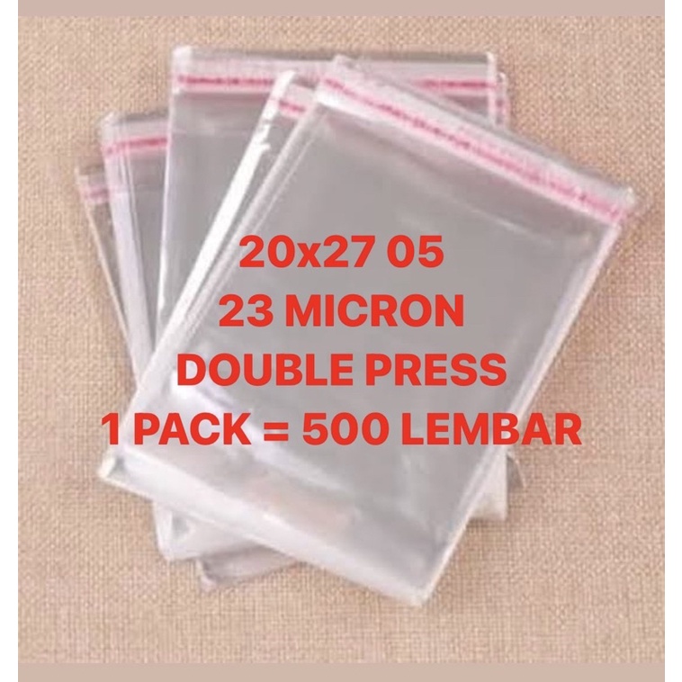 20x27 05 | 100 LEMBAR PLASTIK OPP SEAL BAJU GARMEN