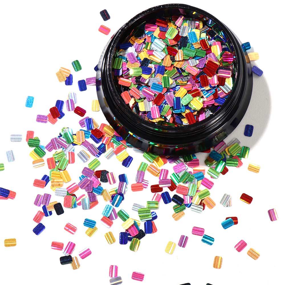 Agustin 3D Stiker Kuku Pesona Hologram Nail Art Kupu-Kupu Nail Art Dekorasi Persegi Panjang Nail Art Ornamen Kuku Paillettes Set