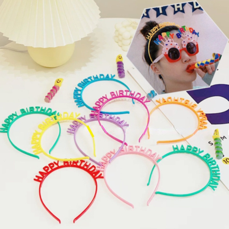 Bando Desain Happy Birthday Bahan Plastik Warna Permen Untuk Anak Perempuan