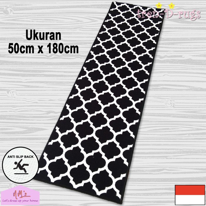 Keset Kamar Tidur Tren-D-Rugs Karpet Bulu Panjang Lorong Nms - Black M7W6 Keset Kamar Tidur Cepat Ke