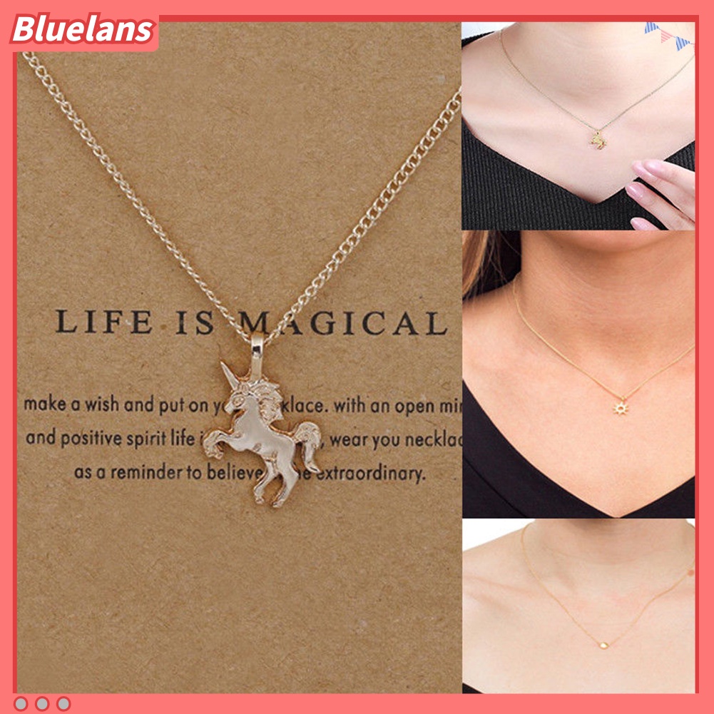 Bluelans Women Unicor-n Necklace Pendant Gold Clavicle Chains Choker Jewelry Gift Party