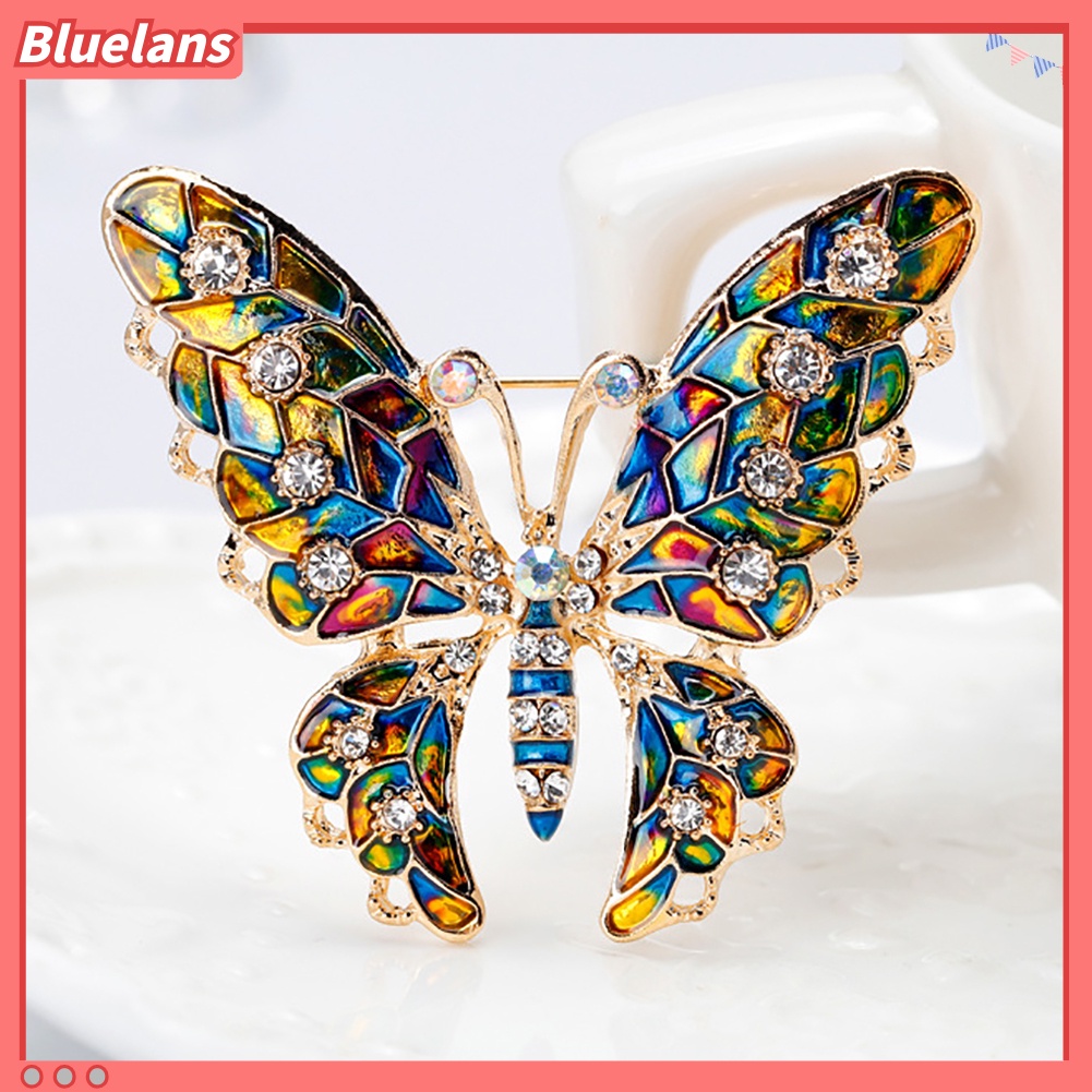 Bluelans Butterfly Rhinestone Colorful Metal Lapel Brooch Pin Fashion Jewelry Women Gift