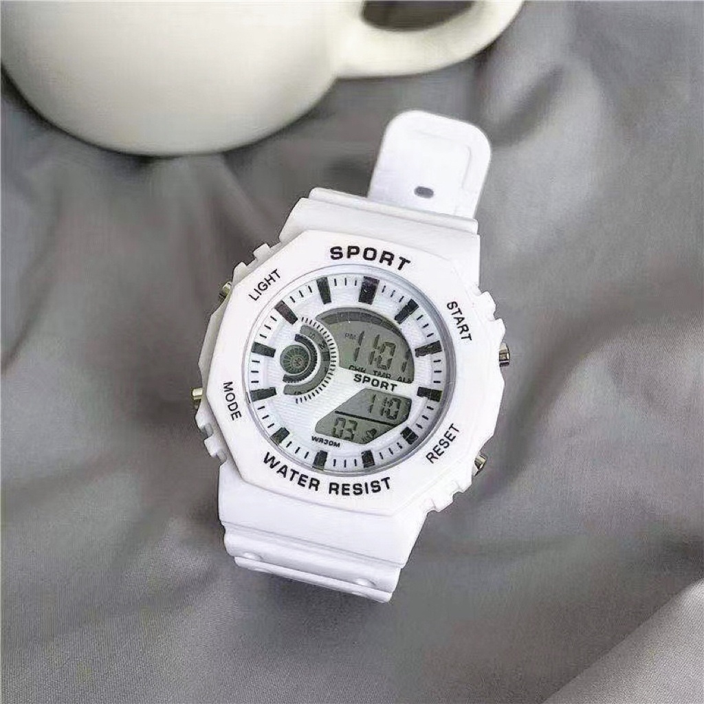 COD✅ Jam Tangan Digital Wanita Pria Rubber Fashion LED Watch Sport Remaja Bulat Gaya Korea Harga Grosir   S1248