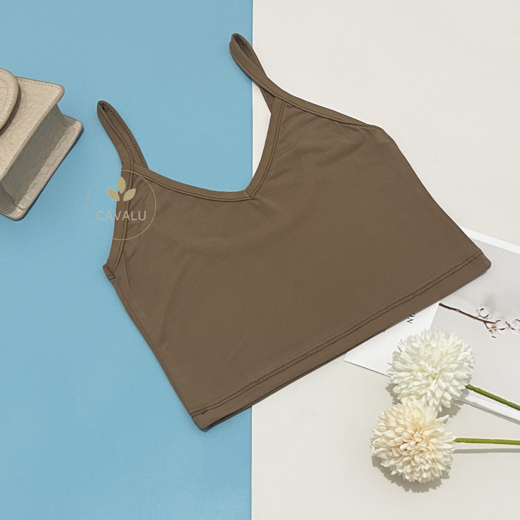 CAVALU Basic Korean Tank Top Crop Tanktop V-Neck Kamisol Sport Bra 037
